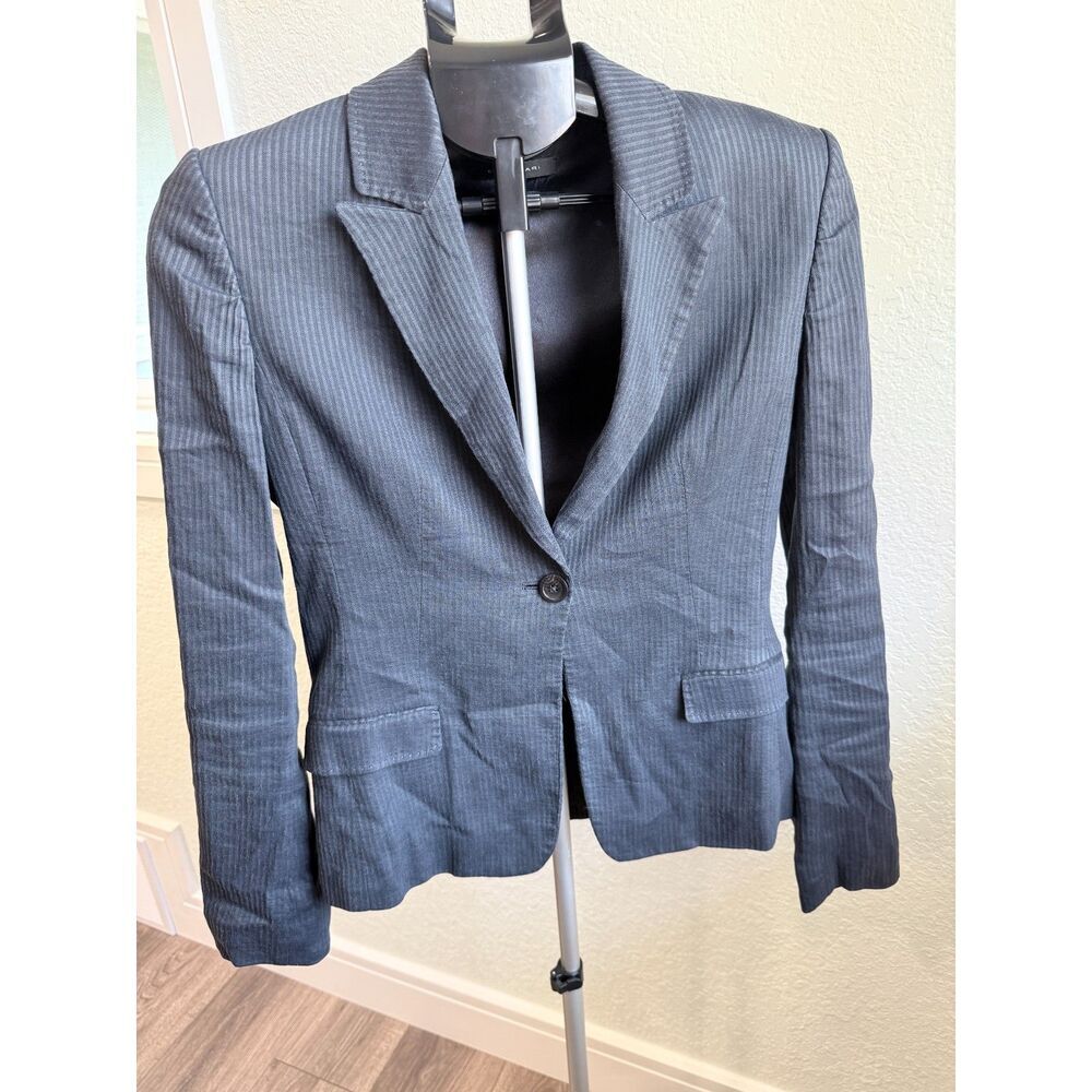 Elie Tahari Womens Linen Blend Pinstriped Suit Jacket Blazer Office Work Size 6